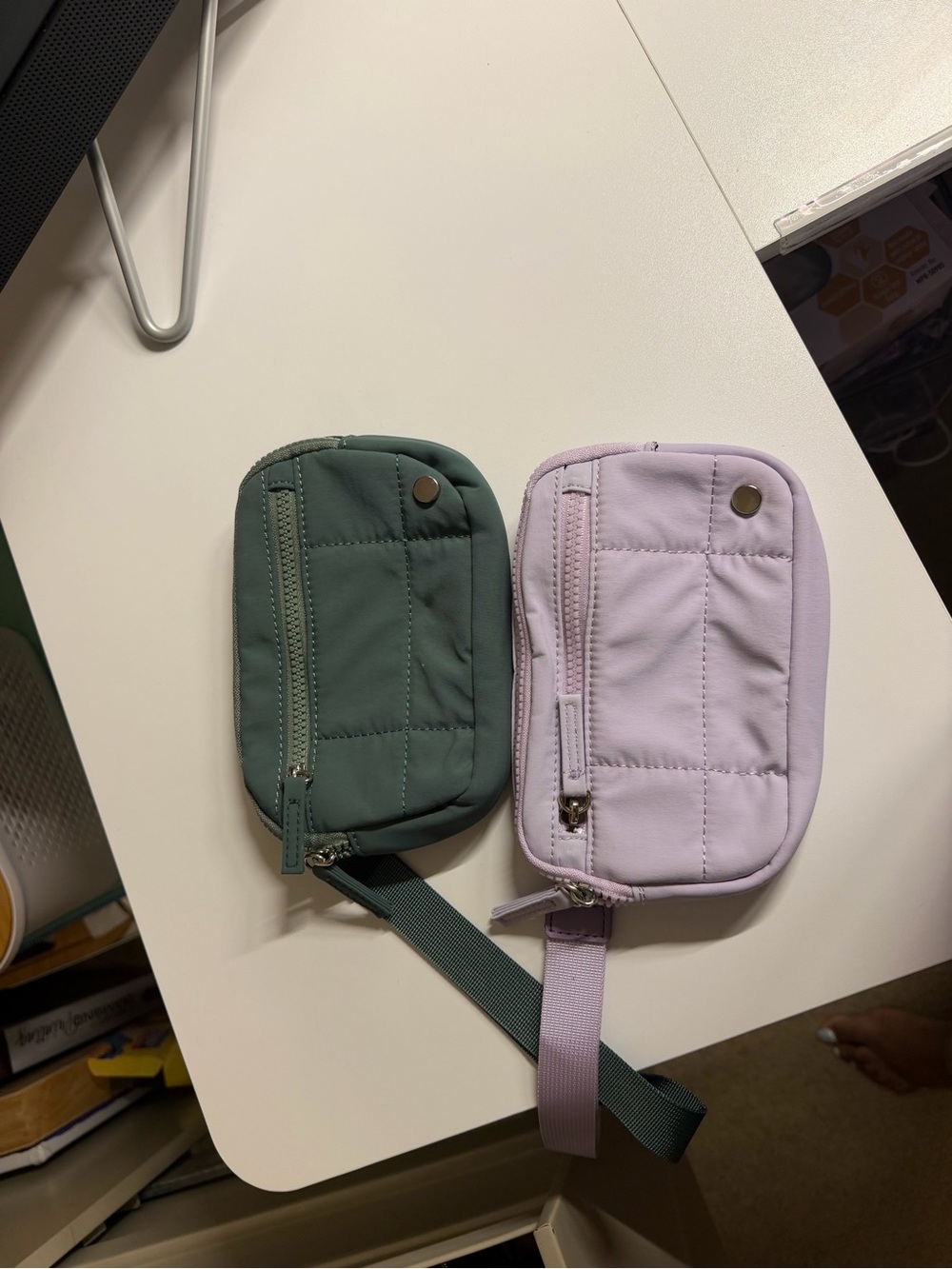 Quilted Wristlet Pouch - Green and Lavender
